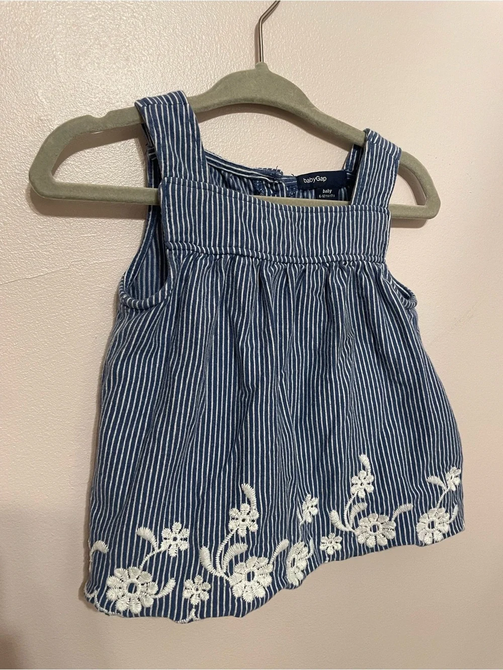 baby GAP Blue Striped Embroidered Baby Tank Top